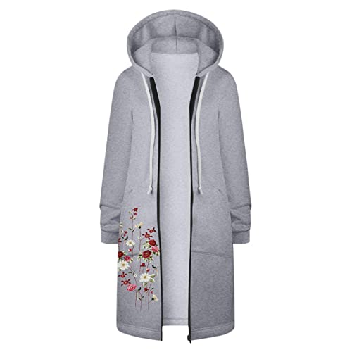 Damen Pullover, Kapuzenpullover Damen Lang Zipped Hoodie Sweatshirtjacke...