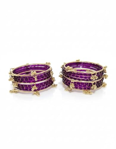Image of Kashmiri Ghangharoo Glass Bangle Set for Women| Light Weight Bangles | Traditional Transparent Fancy Glass Chudi Set for Wedding, Party|Set Of 16(12 Glass + 4 ghungroo bangles)