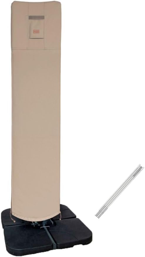 Patio Umbrella Cover for 9ft to 13ft Offset Umbrella, Water Resistant, Curved Cantilever and Straight Pole Parasol Outdoor Umbrellas Cover with Zipper and Rod