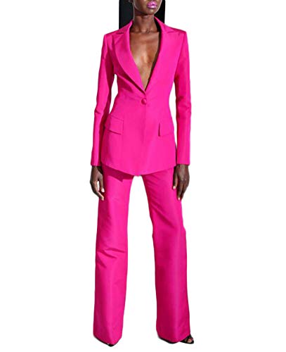 Women's Peak Lapel Hot Pink Business Suits 2 Pieces One Botton Wedding Groom Tuxedos M at Amazon Women's Clothing store Women's Peak Lapel Hot Pink Business Suits 2 Pieces One Botton Wedding Groom Tuxedos M at Amazon Women's Clothing store
