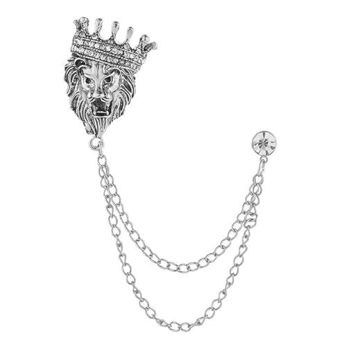 Image of coadipress Crown With Hanging Chain Brooch for Women Men Elegant Gentlemen Gold Silver Crystal Crown Lapel Pin Vintage Rhinestone Wedding Brooch Suit Shirt Pin Accessories
