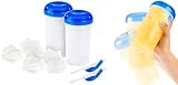 2 Schüttelbecher inklusive Becher, Strohhalm-Löffel und deutscher Anleitung. Slush-Eis-Pulver - Außerdem relevant oder passend zu: Eismaschine, Ice Crusher, Mitbringsel, Eiswürfel, Eisbecher, Slushy, Wetter, Sirup