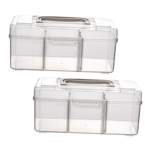 LALADEFIEE 2 piezas Caja de Almacenamiento para Medicinas con Compartimentos Grande Capacidad Plástico Resistente Portátil para Hogar y Escuela de Unidades