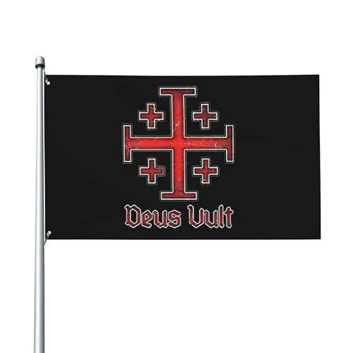 Jérusalem Chevalier Templier Croisé Croix Deus Vult Drapeaux De Pirate Drapeau De Décoration Drôle Pelouse Drapeaux Pour Intérieure Balcon Patio 90X150Cm