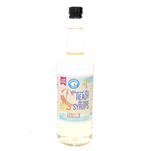 Vanilla Flavor Syrup Hawaiian ðŸ§ Snow Cone Syrup - icee slushie syrup ðŸŒº coffee syrup, popsicle, cocktail flavors ðŸ¹ 100% Pure Cane Sugar, NO CORN SYRUP ðŸš« ðŸŒ½ Quart (32 Fl Oz) Ready to Use