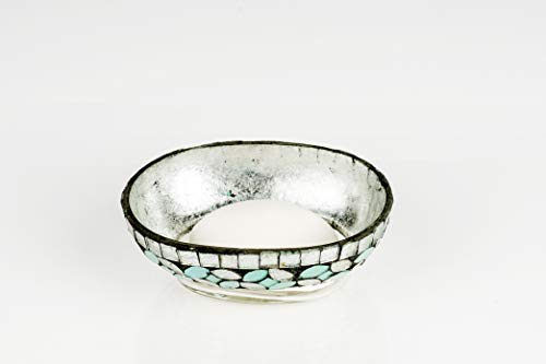 nu steel (Set of 4) Sea Foam Bath Accessory Set in Aqua Blue/Silver Glass Mosaic/ Stainless Steel for Bathrooms & Vanity Spaces - Image 12