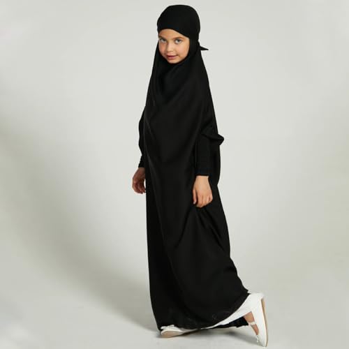 FYMNSI Kids Girls Prayer Clothes Muslim Abaya Jilbab Hijab Dress Full Length Robe Burka Arab Islamic Dubai Kaftan Thobe Gown3