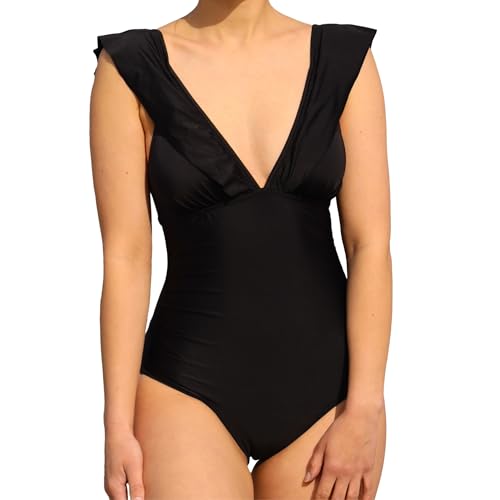 MYLILY Bañador Mujer Período con Volantes Negro M
