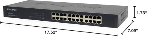 Image of TP-Link TL-SG1024 | 24 Port Gigabit Ethernet Switch | Plug and Play | Sturdy Metal w /Shielded Ports | Rackmount | Fanless | 3 Year Manufacturer Warranty | Unmanaged, Black