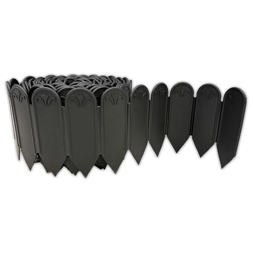 DAIM FlexWall Edge Landscape Edging, Fancy Garden Edging for Landscaping, Sturdy Garden Fencing & Landscape Border that Retain Soil & Stop Weeds, for Landscaping & Fencing Project, Black, 6' x 16.5 ft