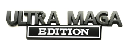 Image of 2Pcs Ultra MAGA Edition Emblems 3D Raised Car Decals, Classic Personality Labels Car Badges with Strong Adhesive, Exterior Auto Body Decor Embossed Stickers Logo for Car Truck SUV RV (Black White)