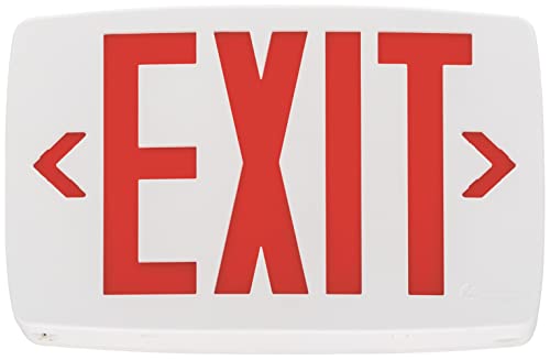 Image of Lithonia Lighting Quantum LED Emergency Exit Sign, Thermoplastic Exit Only Sign with Stencil-Faced White Housing and Red Letters (LQM S W 3 R 120 /277 M6)