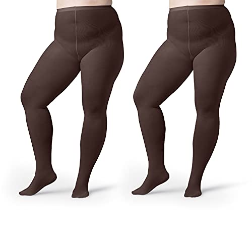 Image of Silky Toes Plus Size Tights for Women | 60D Soft Opaque Comfort Fit Pantyhose | Black or Colored 1-2 pairs | 1X-8X
