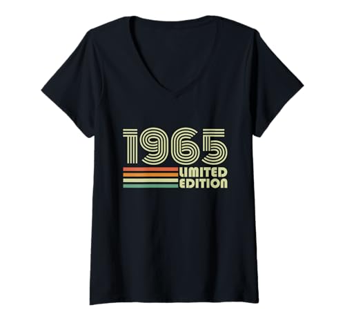 Mujer 1965 Vintage Retro Regalo Cumpleaños 60 Años Hombres Mujeres Camiseta Cuello V