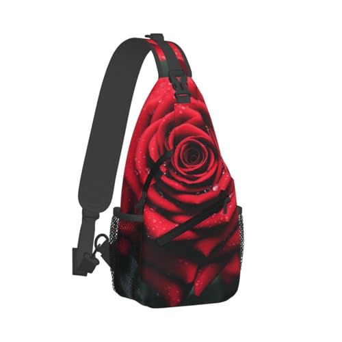 Bolso cruzado tipo sling unisex negro con diseño floral miniatura 7