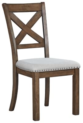 Signature Design by Ashley Moriville Modern Farmhouse Upholstered Dining Room Chair, Set of 2, Brown