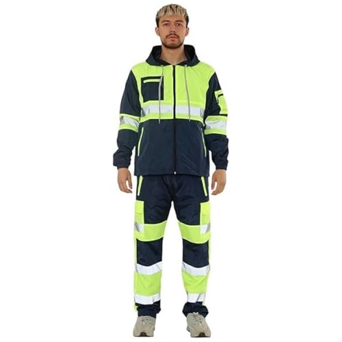 Chándal de alta visibilidad para hombre con sudadera con cremallera y pantalones reflectantes