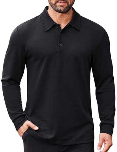 COOFANDY Men's Business Casual Polo Shirts Fall Long Sleeve Work