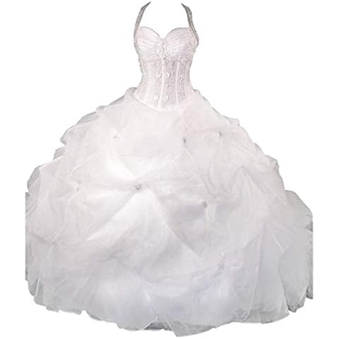 Romantic-Fashion Brautkleid Hochzeitskleid Weiß Modell PL0450 A-Linie TAFT Perlen Pailletten Rüschen DE Größe 36 Cover