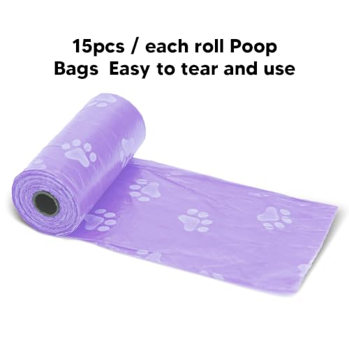 Image of Poop Bags 1 x Plastic Dog Poop Bags Rolls Unscented Dog Waste Bags Leak Proof Doggy Roll for Outdoor Puppy Walking Travel Pet Waste Bags(Purple)