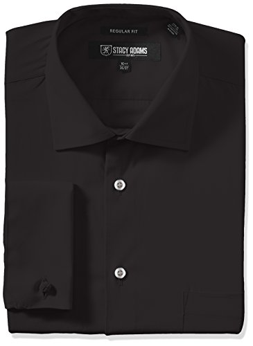 STACY ADAMS Men's Big-Tall Adjustable Collar Dress Shirt, Black, 18.5
