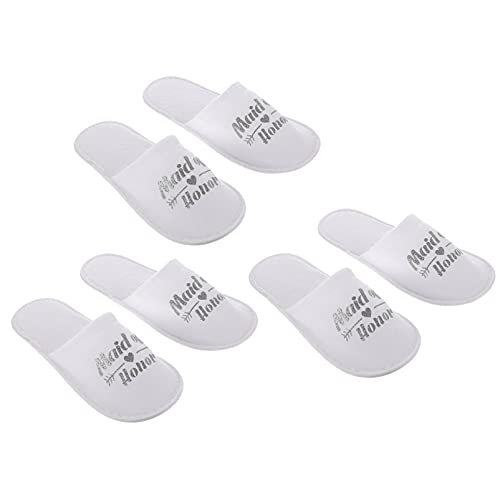 SaditY Wedding Slippers MAID OF HONOR Beauty Salon Slipper SPA Slippers Hotel Disposable Slippers Home Comfortable Slippers For Wedding Bridal Party Golden 3Pairs, 27x10cm, Silver