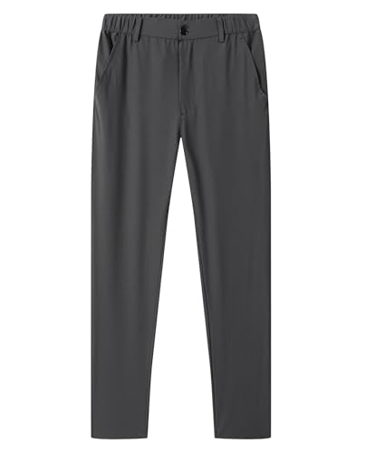 Boys Golf Pants Classic Work Dress Quick Dry Pull-on School Uniform Pants Kids Straight Chino Pants(SBP2688-DarkGray-14)