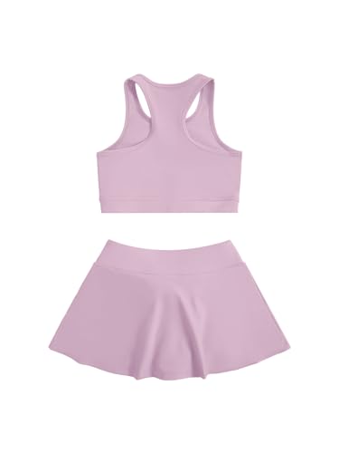 Image of SOLY HUX Toddler Girl's 2 Piece Workout Outfits Lightweight Crop Tank Tops and Skort Athletic Set