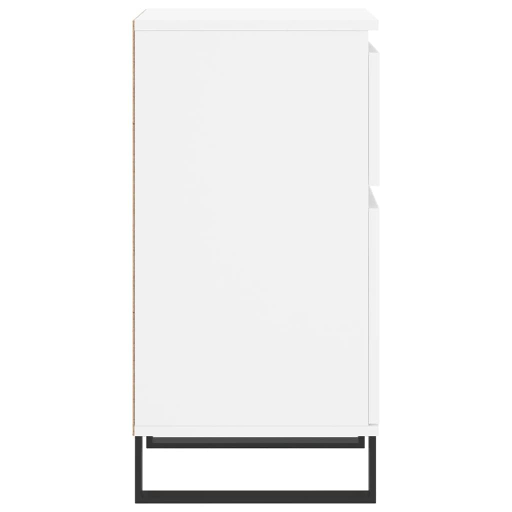 Credenze 2 Pezzi Bianche in Legno Multistrato 40x35x70 cm con Gambe in Ferro, Ampio Spazio Portaoggetti per Oggetti Decorativi e Oggetti di Uso Quotidiano, Design Senza Tempo