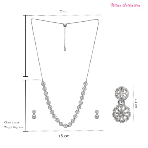 Image of Nilu's Collection Rose Gold Plated | American Diamond Stone Studded | Anti Tarnish Jewellery Set for Women and Girls | Matching Earrings | Perfect for Weddings and Special Occasions (Style 1)