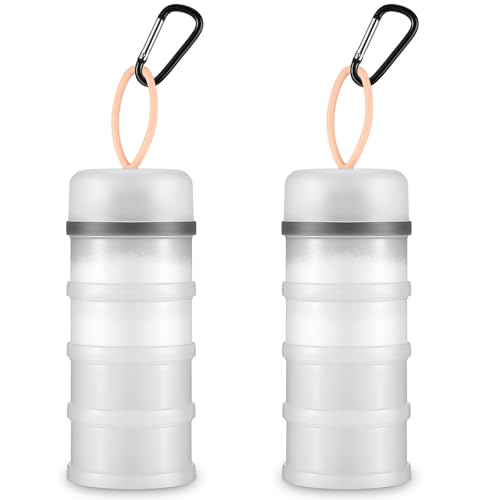Baderke Proteinpulverbehälter mit Trichterständer, 4 stapelbare, auslaufsichere Proteinpulverspender, tragbarer Schlüsselanhänger-Pulverbehälter für Workout, Fitness, Reisen, Weiß, 2 Stück