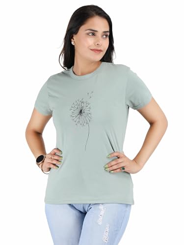 Printed Round Neck Style T-Shirt for Women | Slim Fit | Short Sle...