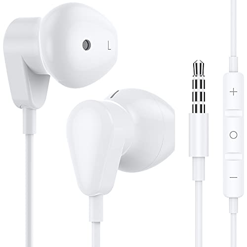 APETOO Aux Earbuds Earphones for Galaxy A11 A20 A71, 3.5mm Wired Headphones with Mic, Noise Isolating Earphones for Samsung S10 S9 S8 Plus, Pixel 4a, LG Stylo 6 5, Moto G Stylus, Computer