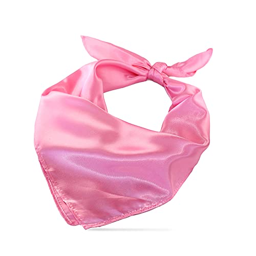 Morning Glamour -Satin Multi-Use Scarf, Bright Pink Solid, 30 x 30 Inches