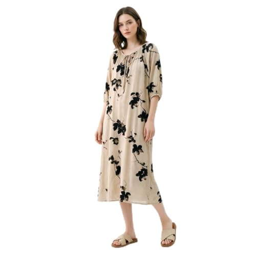 Image of lvenzse Womens Maxi Dress Boho Chiffon Floral Printed V-Neck Long Dresses
