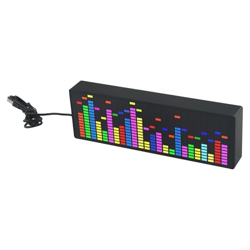 Feeshoppher Reloj electrónico de espectro musical, 384 LED RGB innovador sistema de visualización de audio con tecnología de detección de voz y efectos visuales dinámicos (negro)