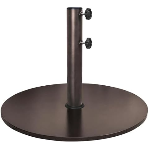 EliteShade USA Up to 140 lbs Round Umbrella Base Steel Plate Stand Market Patio Outdoor Heavy Duty Umbrella Holder, Bonus 18" Round Weight Sand Bag (Sand is not Included), Reddish-Brown Cover