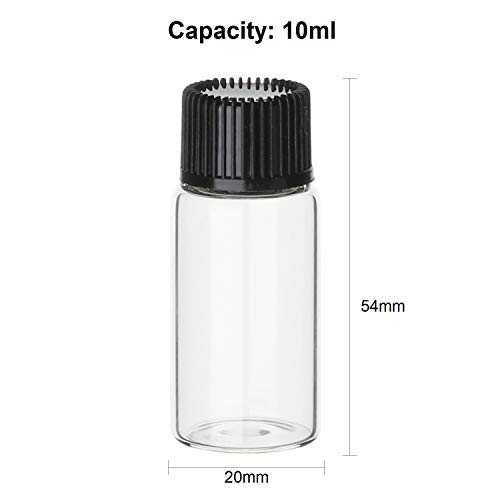 Hyber&Cara 10 Pcs 10ml Clear Glass Bottles Small Empty Sample Vials with Screw Cap, Bonus 2 Pcs Mini Funnels