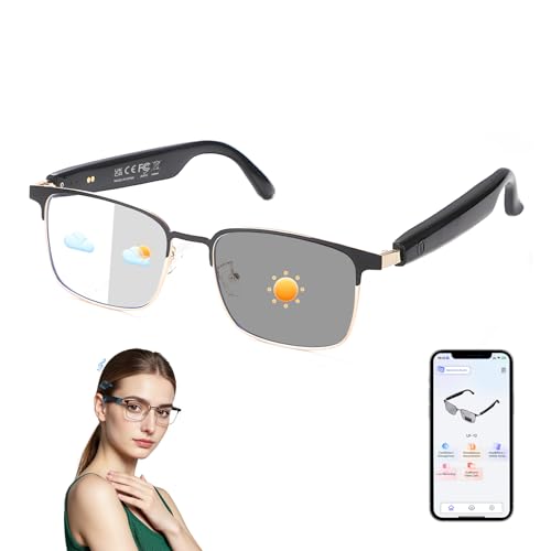 Image of Smart AI Translator Glasses, Blue Light Glasses for Woman Men, Simultaneous Interpretation Eyeglasses for 110+ Languages, Real-Time Translation, Photochromic Lenses, AI Smart Sunglasses for Travel -G