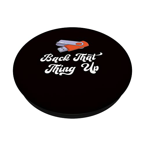 Nerd Saying IT Geek Back That Thing Up PopSockets Swappable PopGrip, Black - Image 2