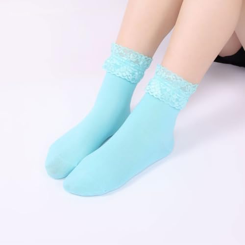 Image of Women Lace Ruffle Socks Fashion Fancy Lovely Girl Socks 3 Pairs
