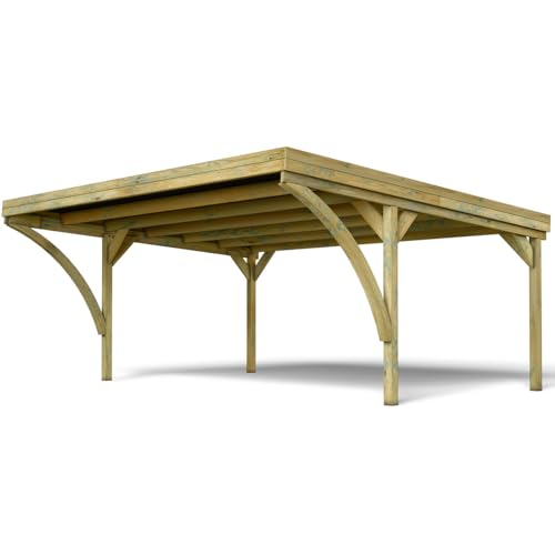 Carport aus behandeltem Holz 2 Autos 29,2 m² - Victor Modern 604x512x277 cm - Cerland