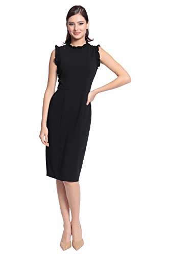Image of Maggy London Womens Ruffle Neck and Armhole Sheath Dress