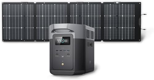 EF ECOFLOW Solar Generator DELTA 2 Max 2048Wh with 220W Solar Panel, LiFePO4 Battery Portable Power Station, Up to 3400W AC Output, AC + Solar Fast Dual Charging 0-100% in 1 Hr For Outdoor Camping RV : Patio, Lawn & Garden
