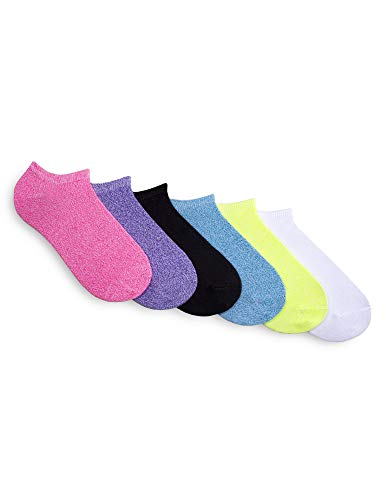 HUE Women's Supersoft No Show Liner Socks 6 Pair, Neon Assorted Pack, One Size