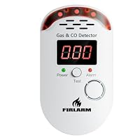 Firlarm Gas und Kohlenmonoxid Melder Haus, Kombinierte Gaswarnmelder & CO Melder mit Stecker und LED-Anzeige, Brennbaren Gasdetektor and CO Warner für Küche, Wohnmobil und Garage