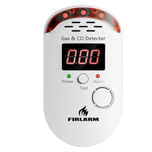 Firlarm Gas und Kohlenmonoxid Melder Haus, Kombinierte Gaswarnmelder & CO Melder mit Stecker und LED-Anzeige, Brennbaren Gasdetektor and CO Warner für Küche, Wohnmobil und Garage