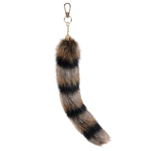 14 Inch Fluffy Faux Fur Animal Tail Keychain for Bag Charm Purse Decor - image 1