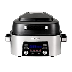 CUCKOO Countertop Air Grill: Air Grill, Air Fry, Roast, Bake & Broil, Easy to Clean, Dishwasher Safe Accessories, Recipe Book Included, Stainless Steel CAFG-A0601S