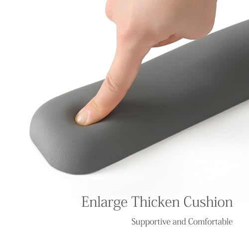 Image of UnivoColors Design-Wave Keyboard Wrist Rest, Artificial Sheepskin+Memory Foam+Ergonomic+Anti-Slip Gel, Resilience Support During Work and Gaming,Keyboard Accessory,Grey